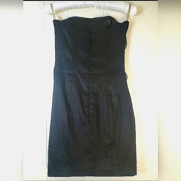 Cache Black Strapless Bodycon Mini Dress Size 2 Formal Gold Applique Sexy - Picture 2 of 3